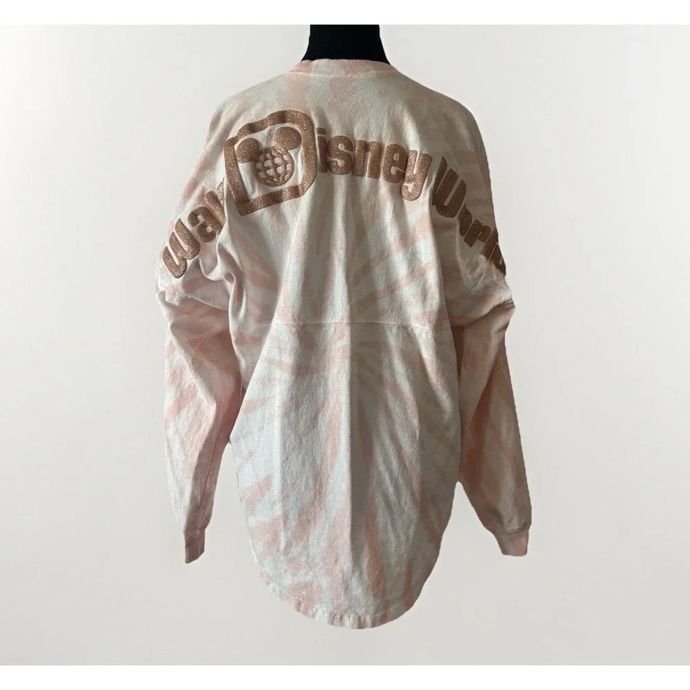 Disney World Spirit Jersey Size XS White Pink‎ Rose gold Tie Dye Shirt Top Trip
